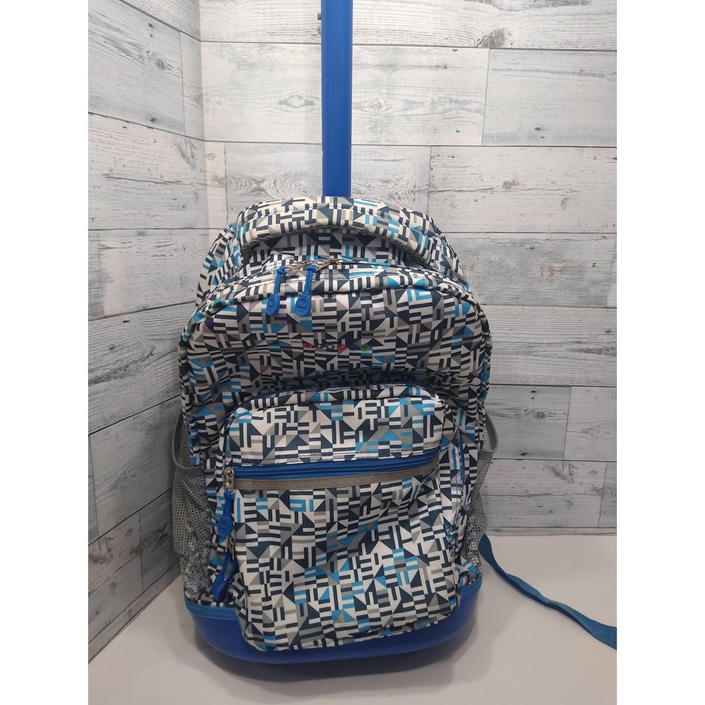 J World New York Sunrise Rolling Backpack Geo Blue